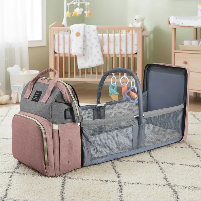 Sac à Dos à Langer Sac à Langer avec Lit – Sac Multifonction Bébé avec Lit d’Appoint