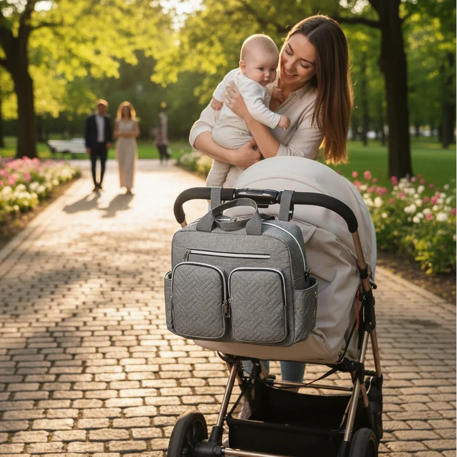 Sac à Lange à Bandoulière Sac à Langer Compact – Signature Care™ - Léger, Déperlant & Ultra Organisé