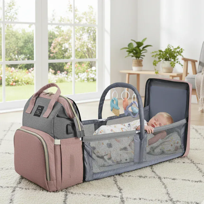 Sac à Dos à Langer Sac à Langer avec Lit – Sac Multifonction Bébé avec Lit d’Appoint