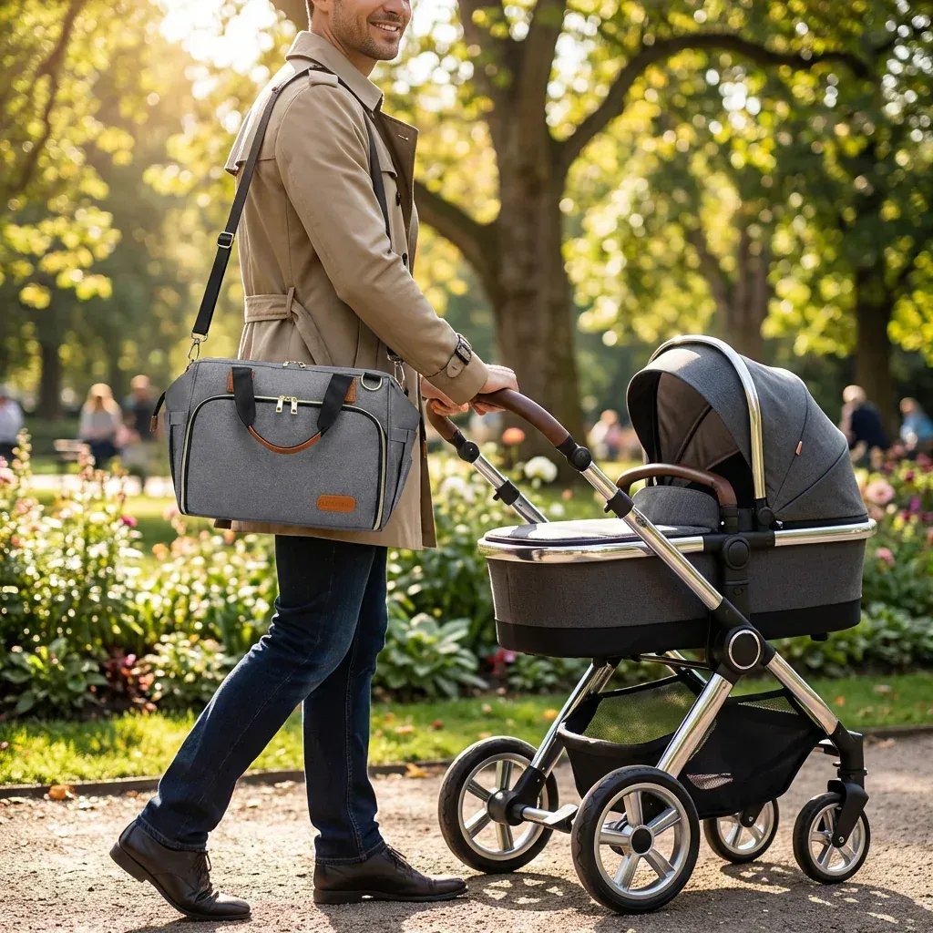 Sac à Lange à Bandoulière Sac à Langer avec Tapis de Change – Sac à Langer Bébé Pratique et Waterproof