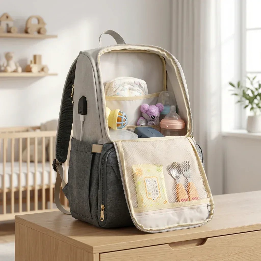 Sac à Dos à Langer Sac à Langer avec USB Grande Capacité Waterproof