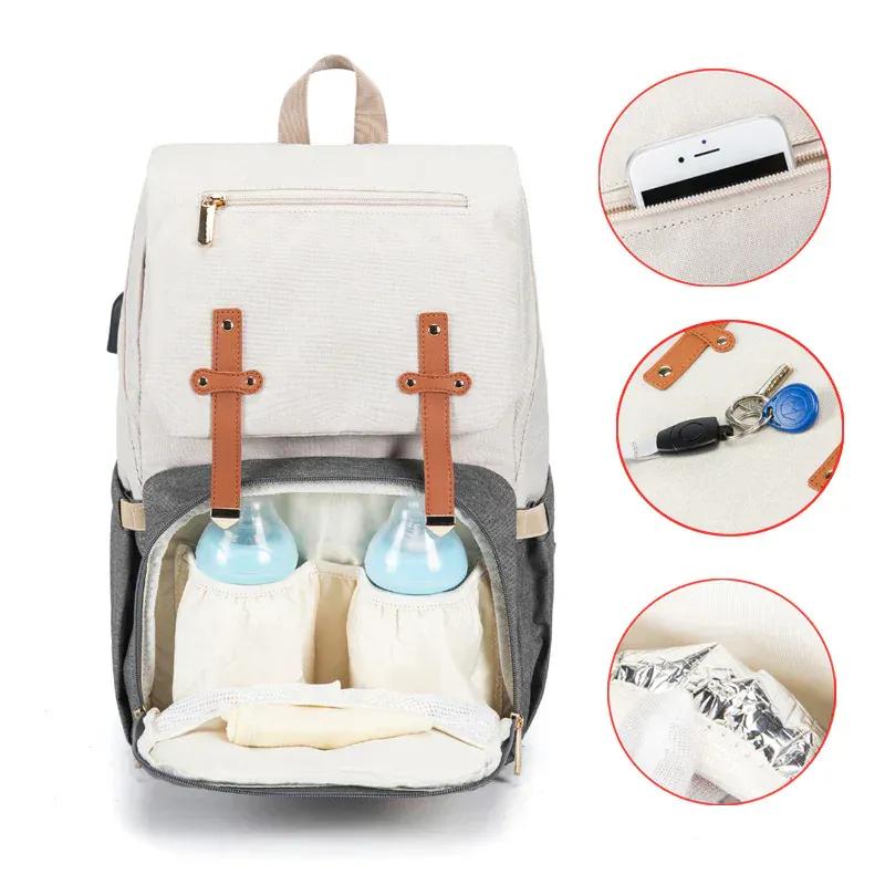 Sac à Dos à Langer Sac à Langer avec USB Grande Capacité Waterproof
