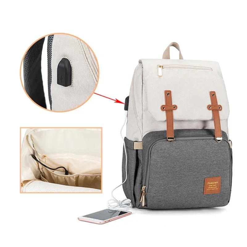 Sac à Dos à Langer Sac à Langer avec USB Grande Capacité Waterproof