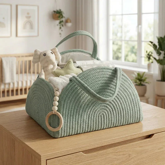 Sac à Lange à Bandoulière Sac à Langer Bébé Compact et Rigide en Coton Bio Minimaliste