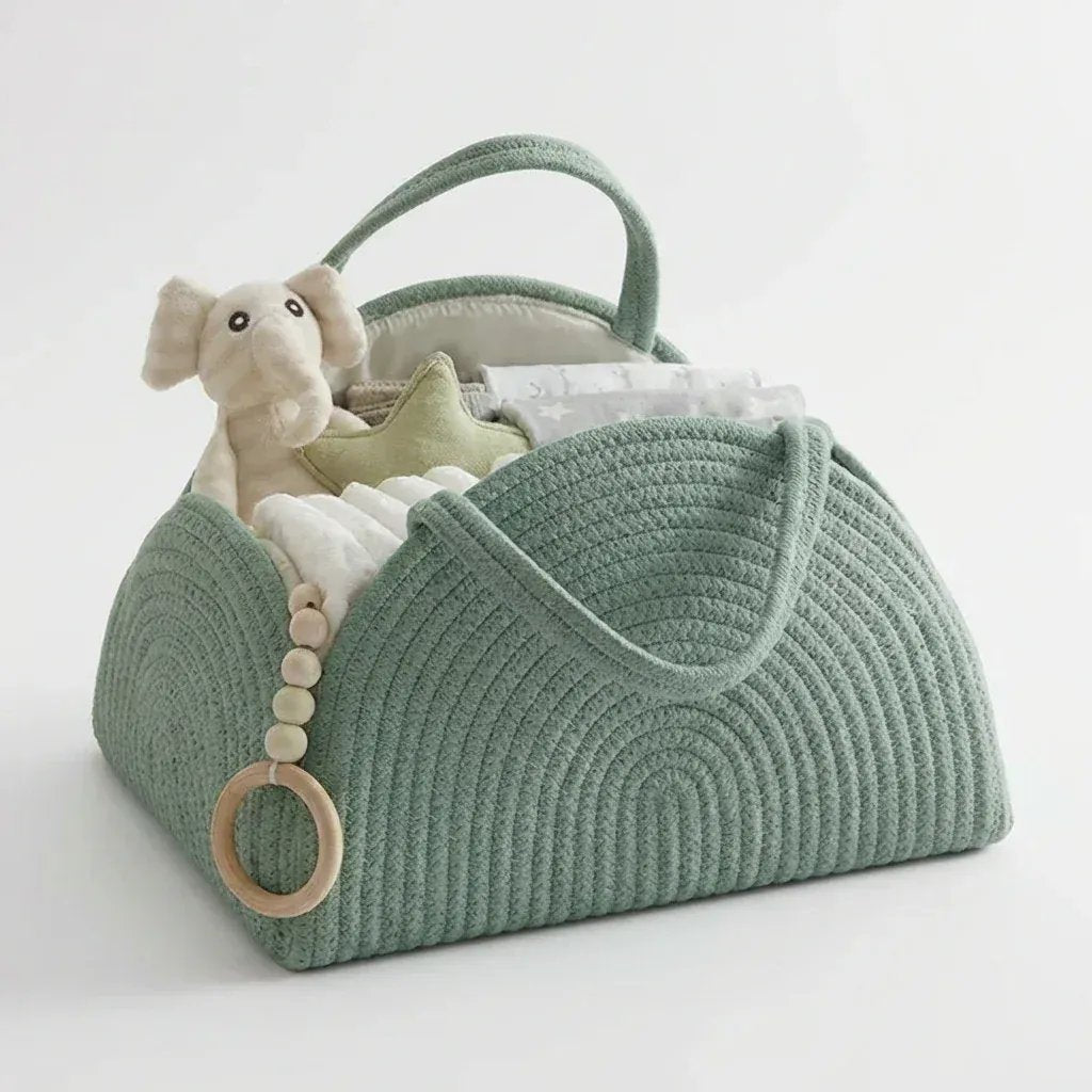 Sac à Lange à Bandoulière Sac à Langer Bébé Compact et Rigide en Coton Bio Minimaliste