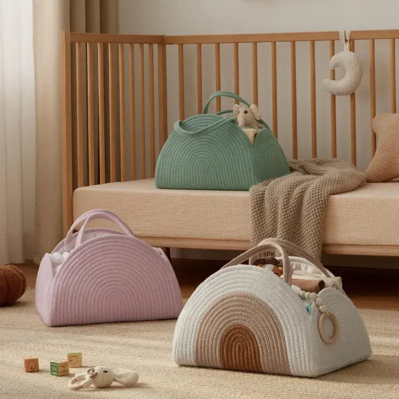Sac à Lange à Bandoulière Sac à Langer Bébé Compact et Rigide en Coton Bio Minimaliste