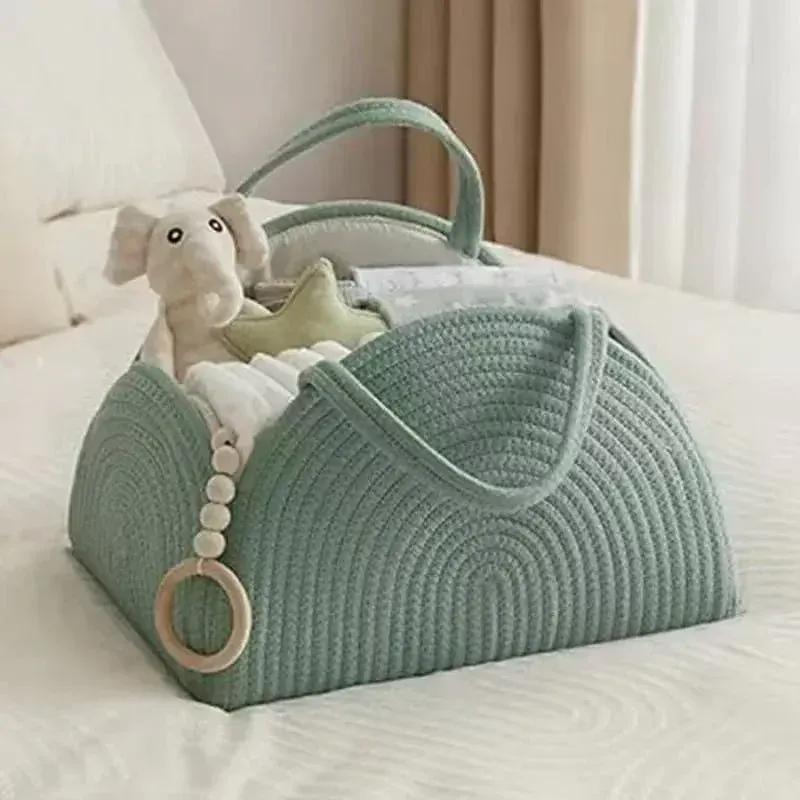 Sac à Lange à Bandoulière Sac à Langer Bébé Compact et Rigide en Coton Bio Minimaliste