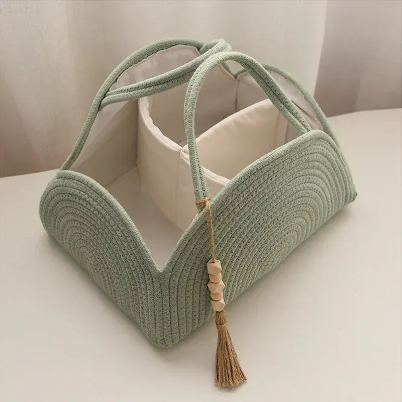 Sac à Lange à Bandoulière Sac à Langer Bébé Compact et Rigide en Coton Bio Minimaliste