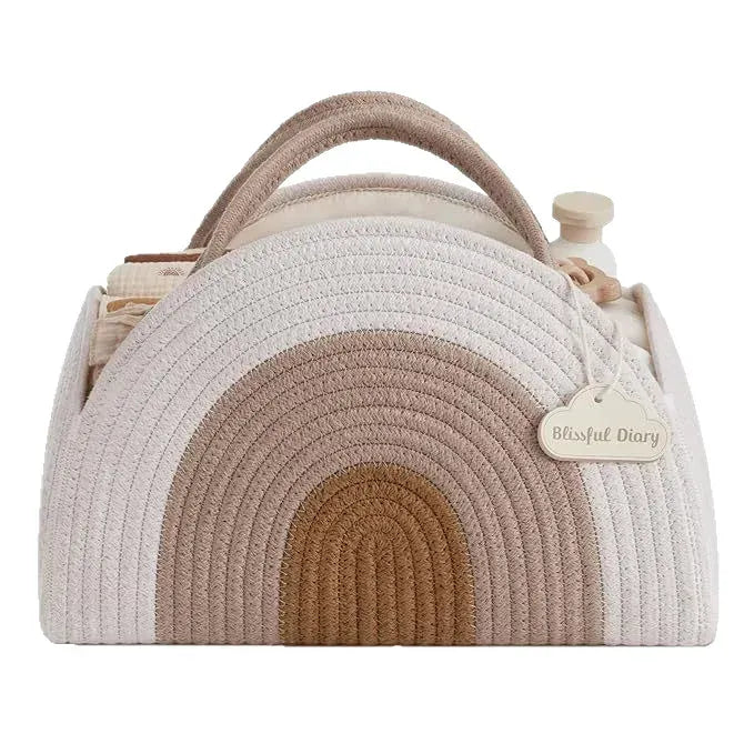 Sac à Lange à Bandoulière Sac à Langer Bébé Compact et Rigide en Coton Bio Minimaliste
