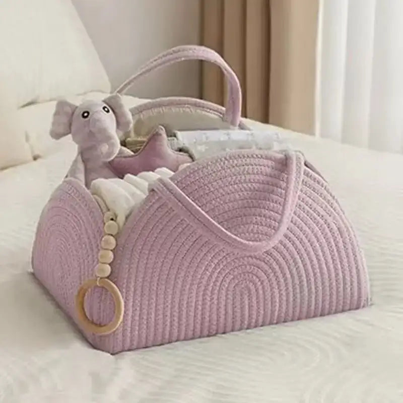 Sac à Lange à Bandoulière Sac à Langer Bébé Compact et Rigide en Coton Bio Minimaliste