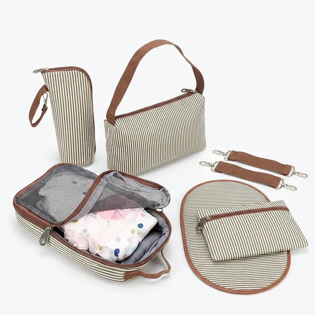 Sac à Lange à Bandoulière Sac à Langer Bébé Organisation Optimale avec Ensemble Complet 7 Pièces