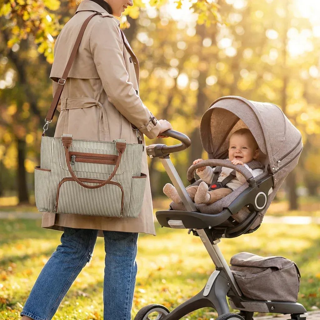 Sac à Lange à Bandoulière Sac à Langer Bébé Organisation Optimale avec Ensemble Complet 7 Pièces