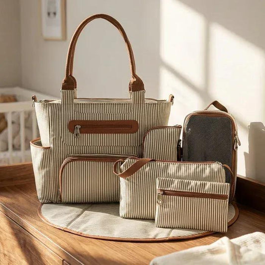 Sac à Lange à Bandoulière Sac à Langer Bébé Organisation Optimale avec Ensemble Complet 7 Pièces
