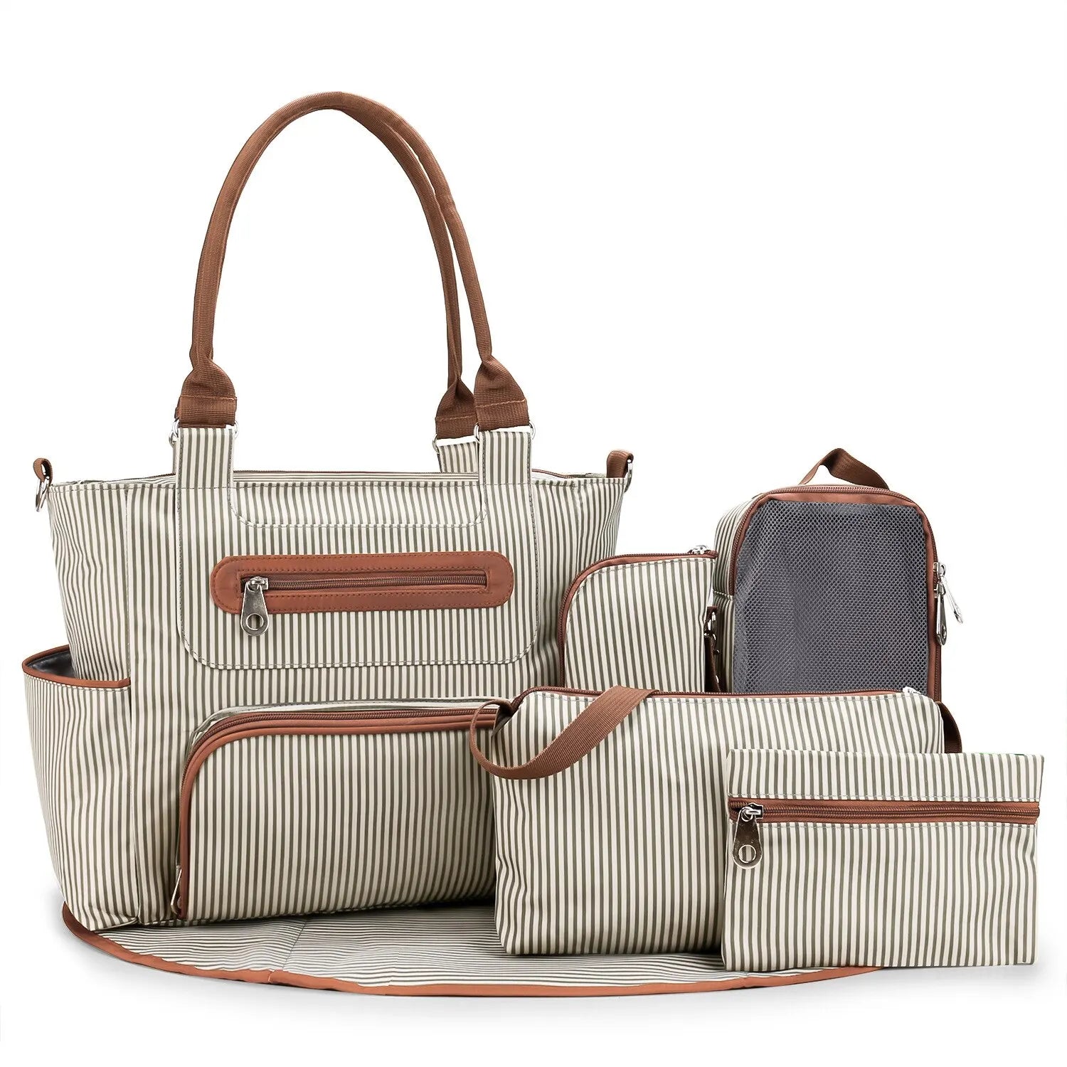 Sac à Lange à Bandoulière Sac à Langer Bébé Organisation Optimale avec Ensemble Complet 7 Pièces