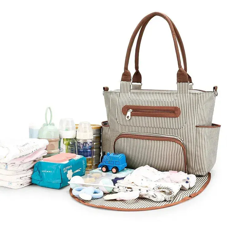Sac à Lange à Bandoulière Sac à Langer Bébé Organisation Optimale avec Ensemble Complet 7 Pièces