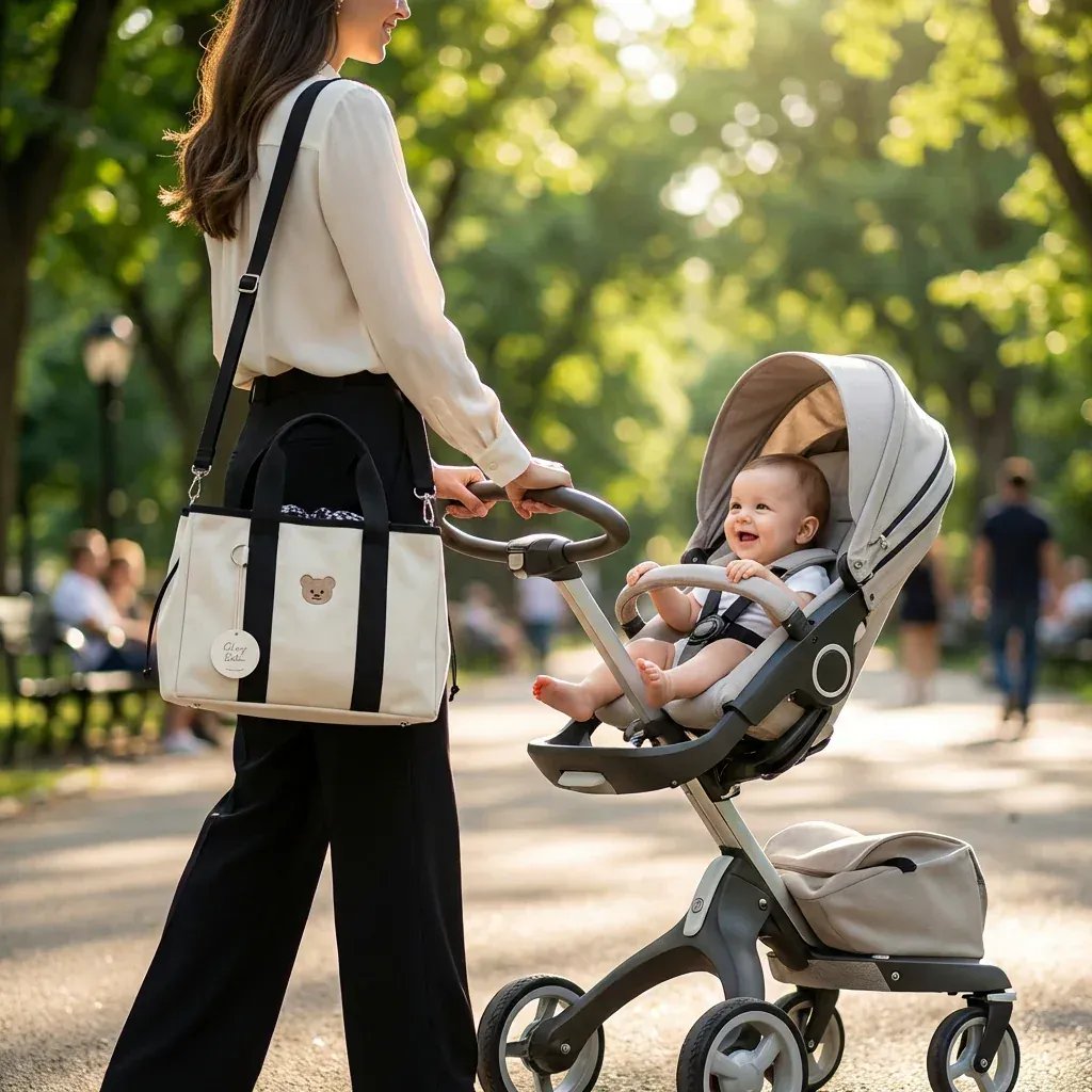 Sac à Lange à Bandoulière Sac à Langer Cabas Pratique et Élégant avec Grande Capacité Organisée