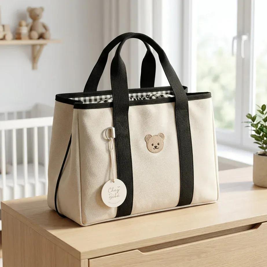 Sac à Lange à Bandoulière Sac à Langer Cabas Pratique et Élégant avec Grande Capacité Organisée