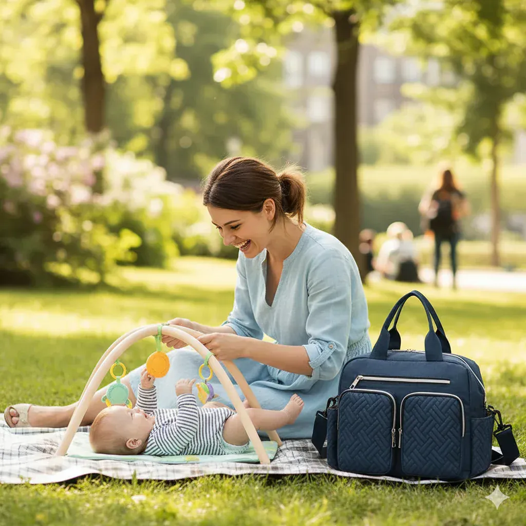Sac à Lange à Bandoulière Sac à Langer Compact – Signature Care™ - Léger, Déperlant & Ultra Organisé