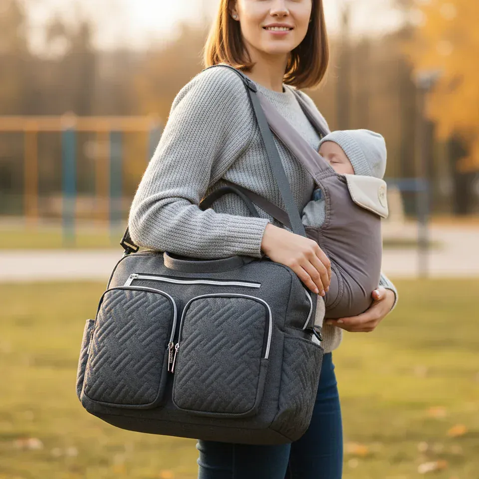 Sac à Lange à Bandoulière Sac à Langer Compact – Signature Care™ - Léger, Déperlant & Ultra Organisé