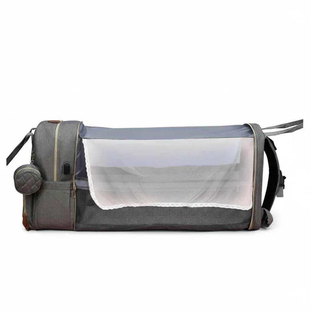 Sac à Langer Convertible 2-en-1 avec Lit Bébé – Imperméable & Grande Capacité