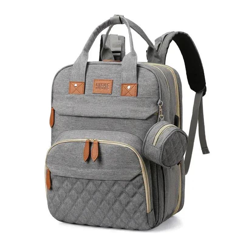 Sac à Langer Convertible 2-en-1 avec Lit Bébé – Imperméable & Grande Capacité
