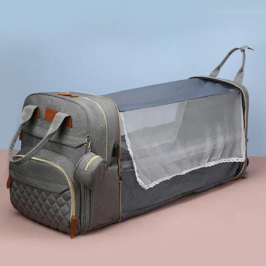 Sac à Langer Convertible 2-en-1 avec Lit Bébé – Imperméable & Grande Capacité