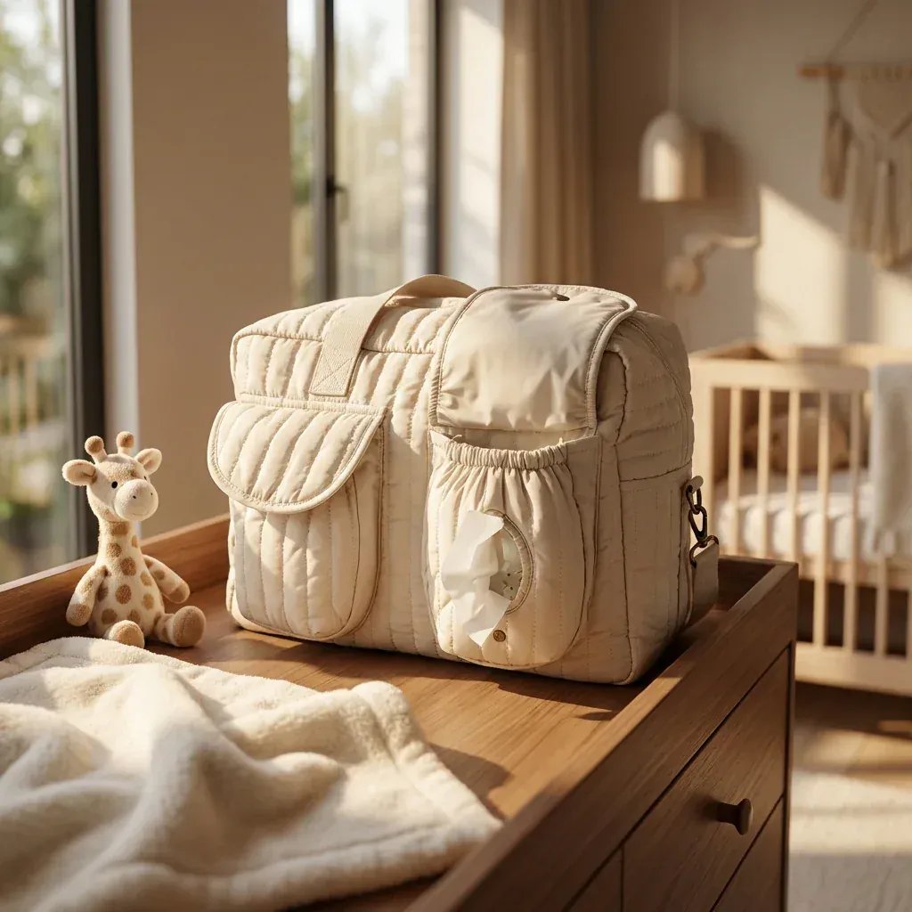 Sac à Lange à Bandoulière Sac à Langer en Coton Matelassé Doux et Grande Capacité