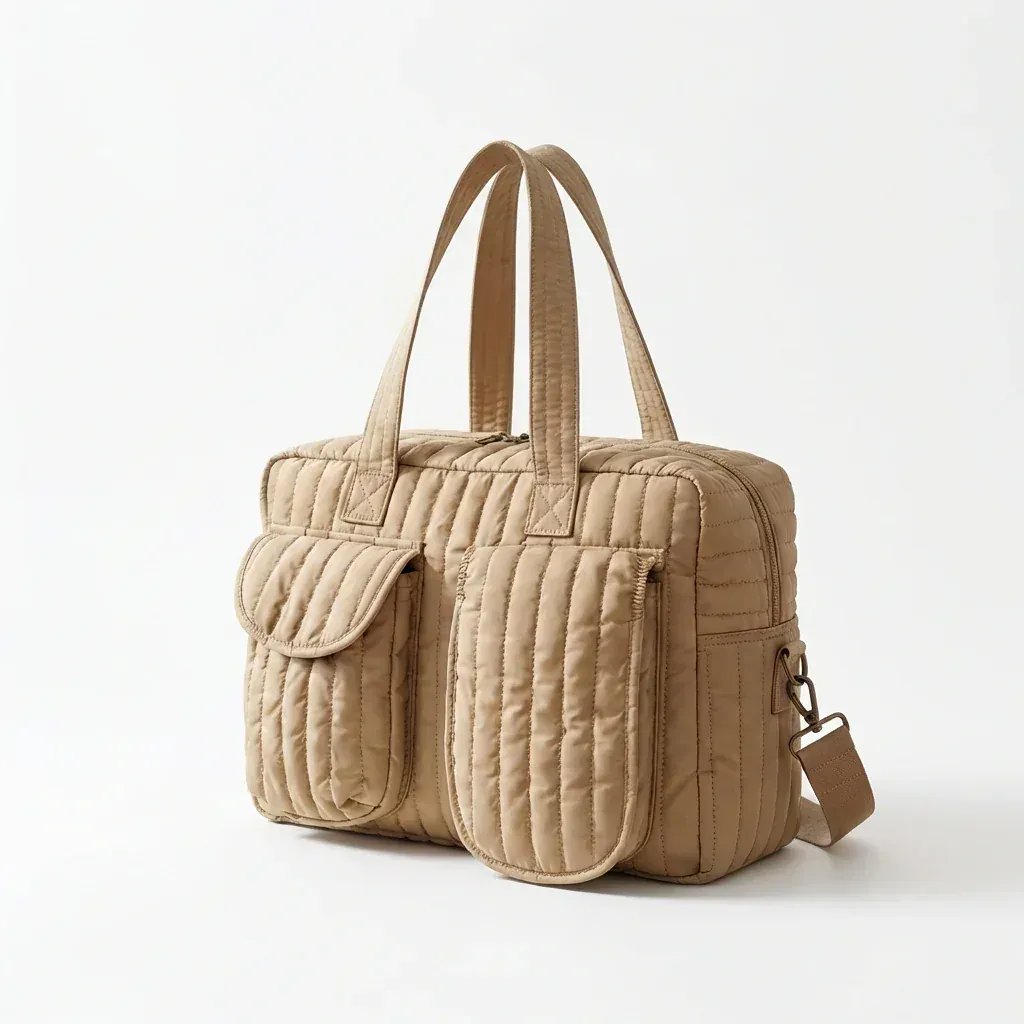 Sac à Lange à Bandoulière Sac à Langer en Coton Matelassé Doux et Grande Capacité