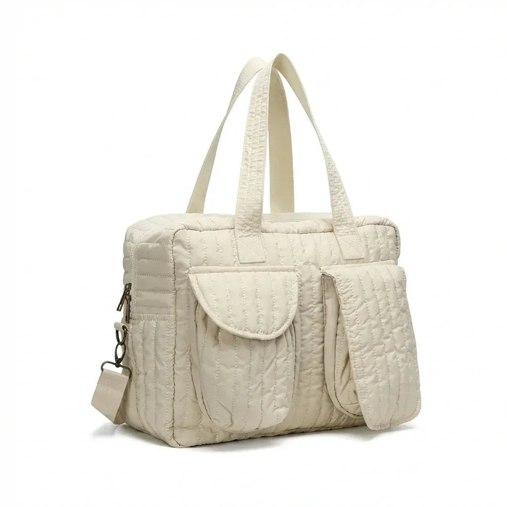 Sac à Lange à Bandoulière Sac à Langer en Coton Matelassé Doux et Grande Capacité