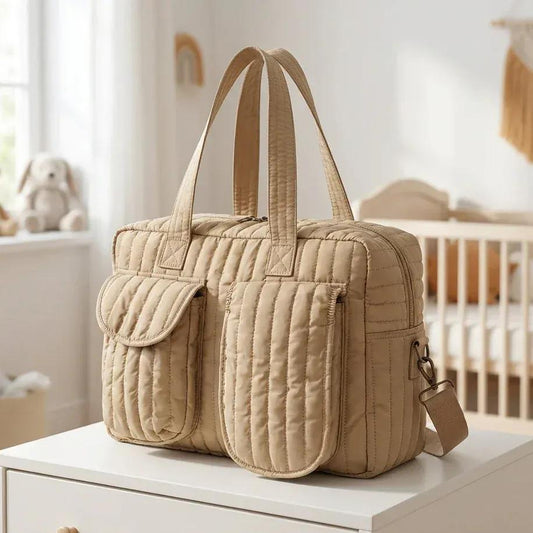 Sac à Lange à Bandoulière Sac à Langer en Coton Matelassé Doux et Grande Capacité