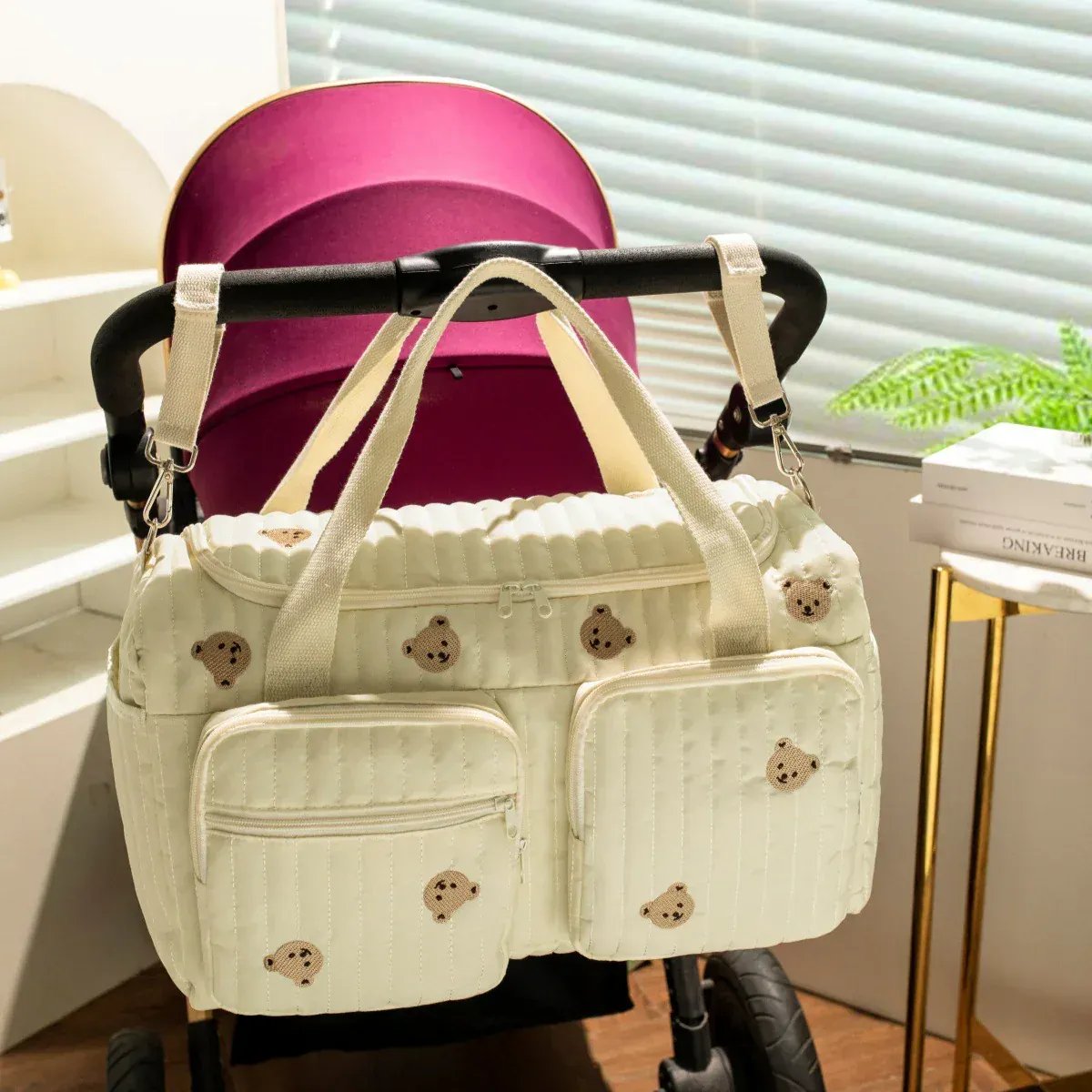 Sac à Lange à Bandoulière Sac à Langer Fourre-Tout – Sac Bébé Grande Capacité, Spacieux et Pratique