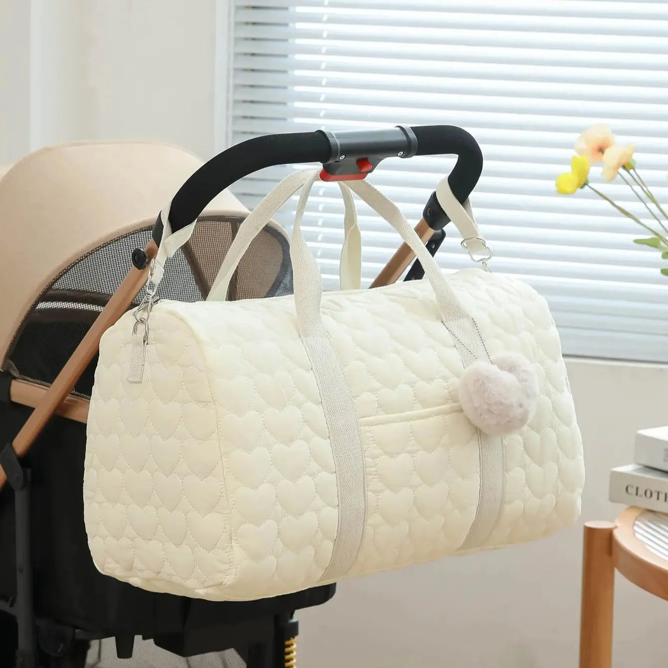 Sac à Lange à Bandoulière Sac à Langer Maternité Grande Capacité Matelassé et Élégant