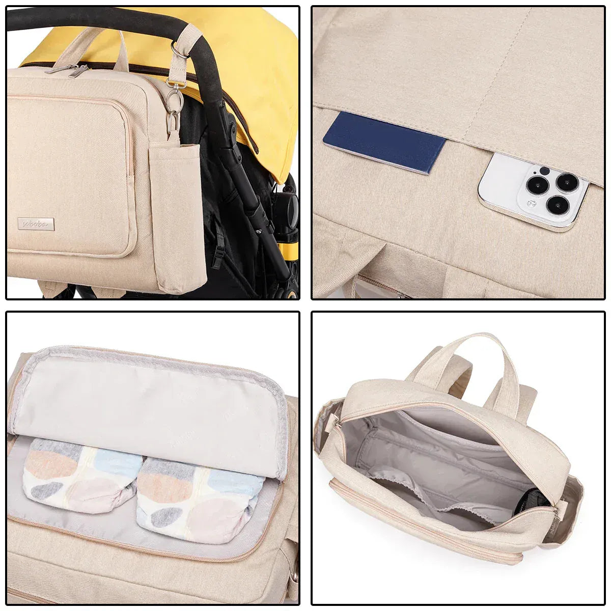 Sac à Dos à Langer Sac à Langer Nouveau-Né Compact et Multifonction avec Attache Poussette