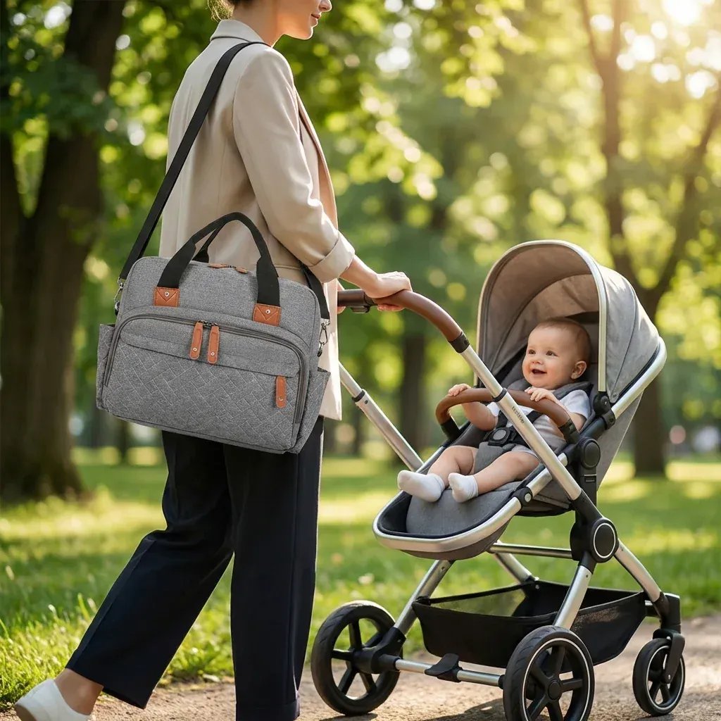 Sac à Lange à Bandoulière Sac à Langer Pratique – Compact, Léger et Organisé pour Sorties Bébé