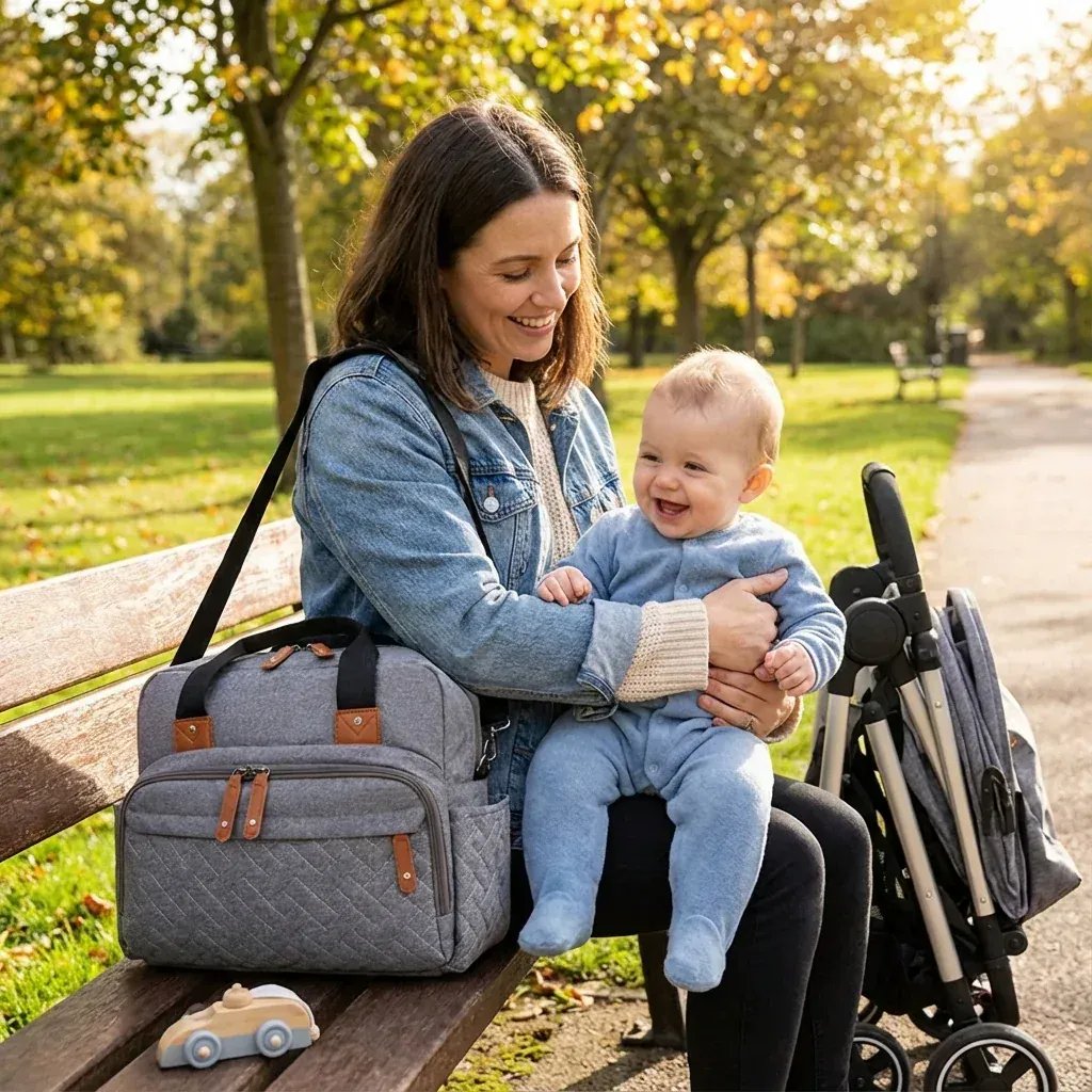Sac à Lange à Bandoulière Sac à Langer Pratique – Compact, Léger et Organisé pour Sorties Bébé