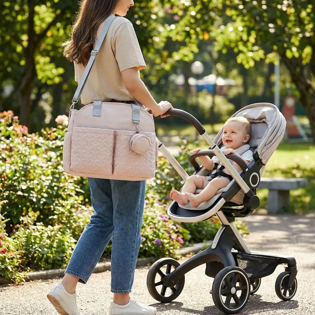 Sac à Lange à Bandoulière Sac à Langer Range Couche Grande Capacité et Ultra Organisé
