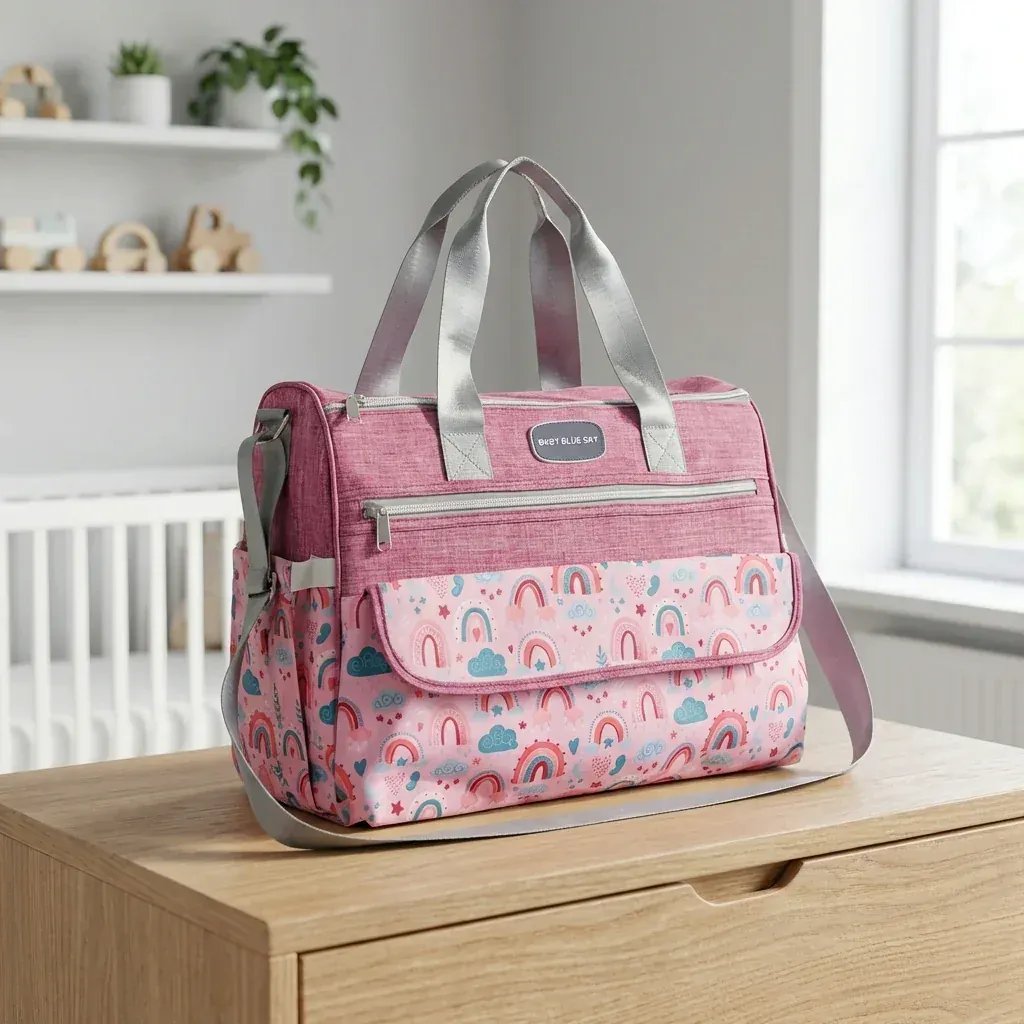 Sac à Lange à Bandoulière Sac à Langer Rectangulaire Grande Capacité 25L Waterproof