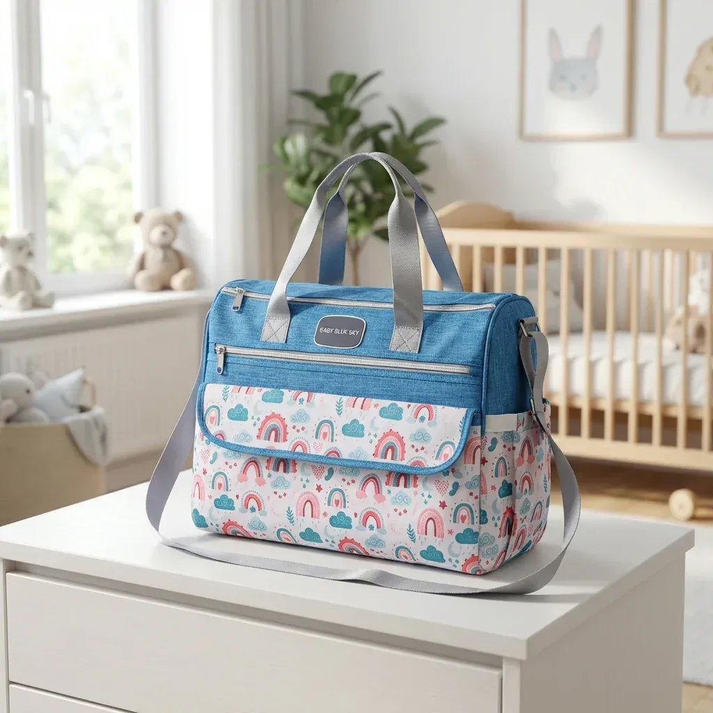 Sac à Lange à Bandoulière Sac à Langer Rectangulaire Grande Capacité 25L Waterproof