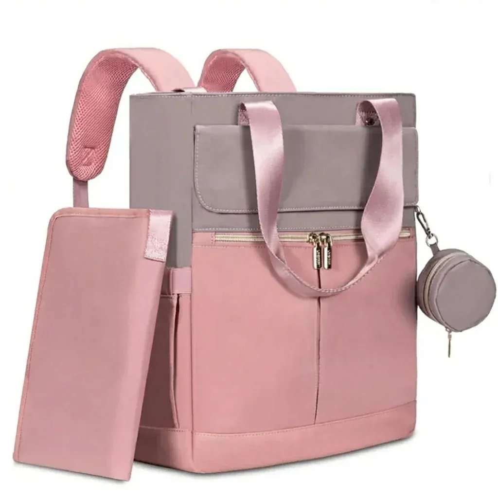 Sac à Dos à Langer Sac à Langer Rose Multifonction avec Grande Capacité et Accessoires Inclus