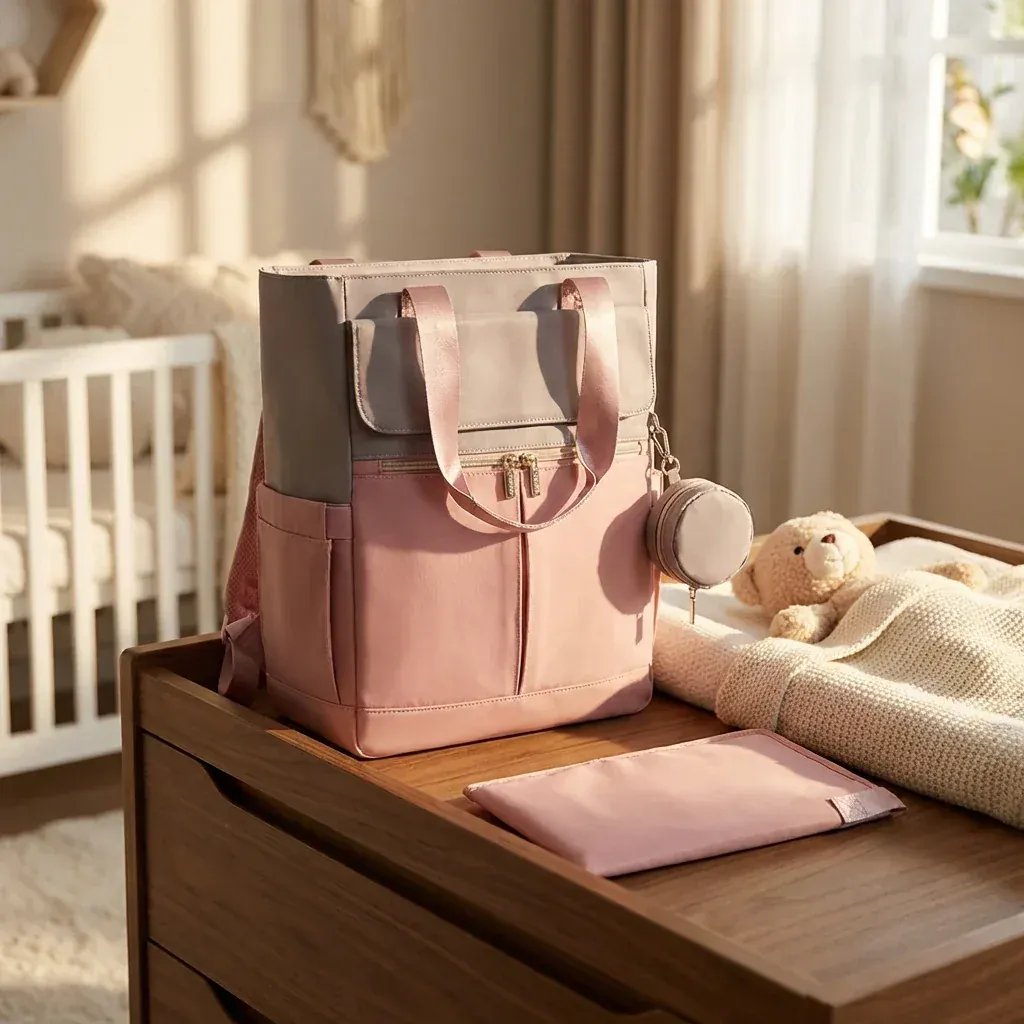 Sac à Dos à Langer Sac à Langer Rose Multifonction avec Grande Capacité et Accessoires Inclus