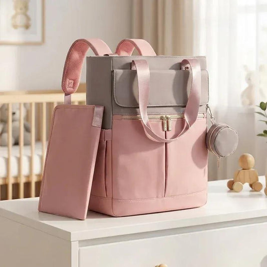 Sac à Dos à Langer Sac à Langer Rose Multifonction avec Grande Capacité et Accessoires Inclus