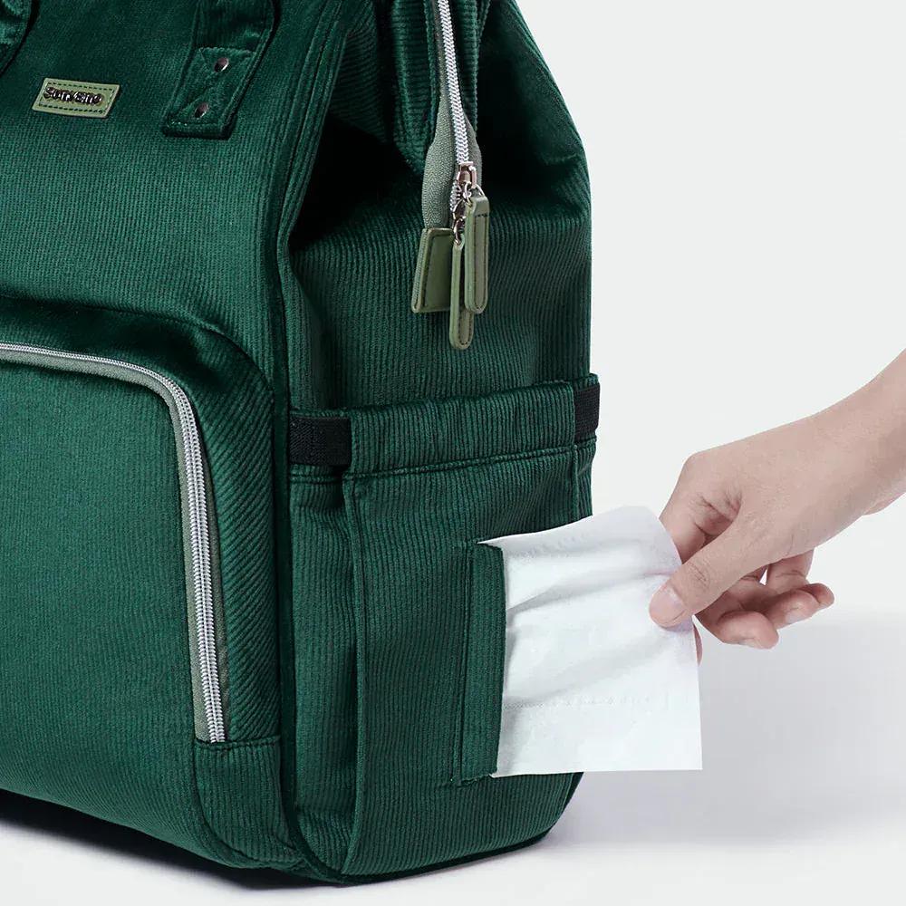 Sac à Dos à Langer Sac à Langer Velours Grande Capacité avec Porte-Biberons Isothermes